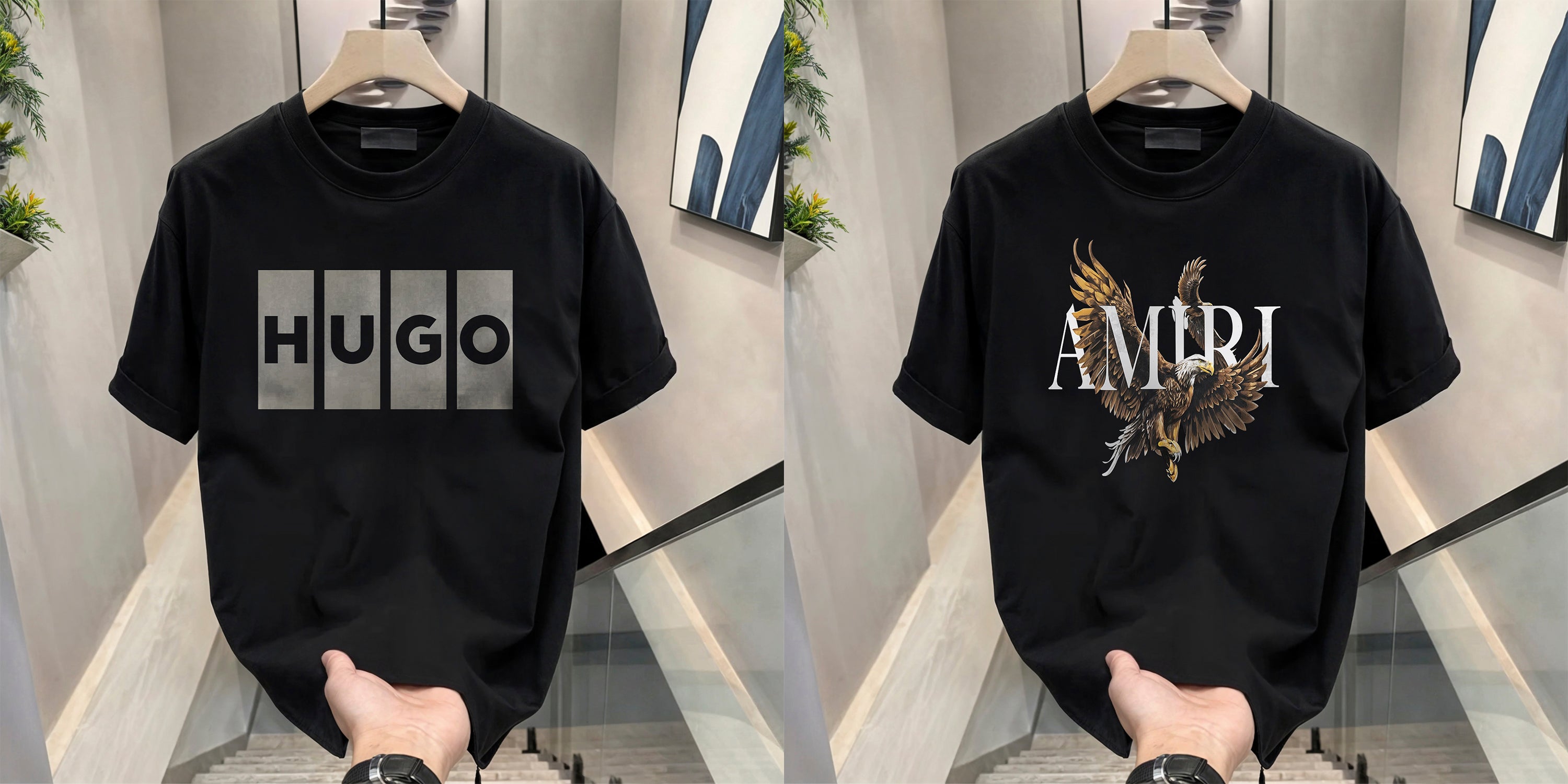 Men's Brand Premium Selling T-Shirt (BD-AMIRI+HUGO BOX)
