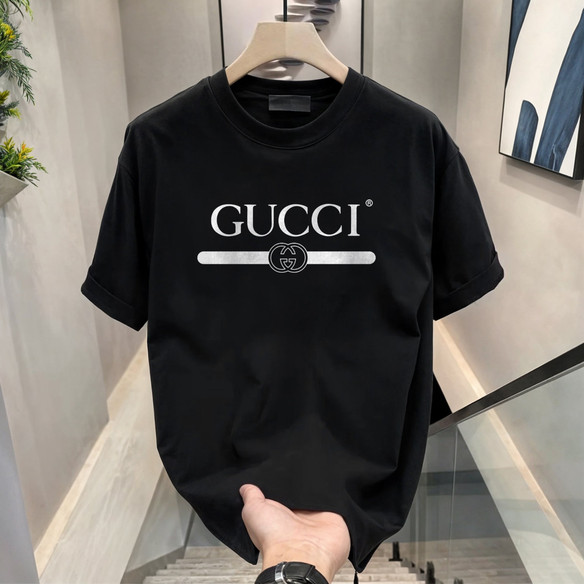 Men's Brand Premium Selling T-Shirt (BD-GUCCI+ARMANI GREY)